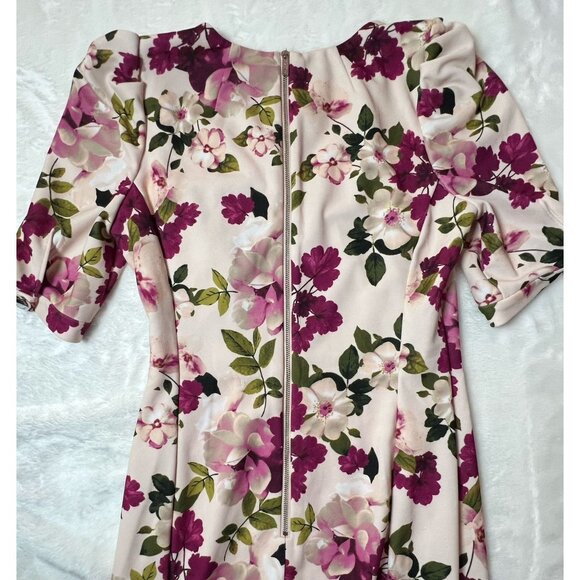 Calvin Klein Womens Dress Pink Floral V Neck A Line Sheath Size 6 - Picture 12 of 16